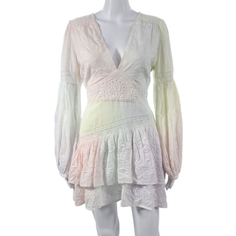 Love Shack Fancy Womens Fit & Flare Floral Mini Dress Multicolor Size 6